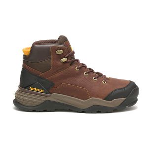 Soft Toe Boots Caterpillar Provoke Medio Impermeáveis Masculino Marrom | PT-238950MCW